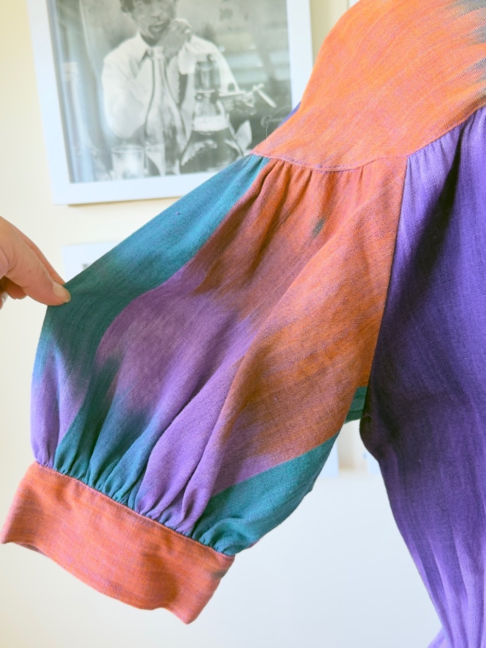 Vintage 80s Watercolour Maxi Dress | Abstract Tie-Dye | Boho Cottagecore - Picture 5 of 10